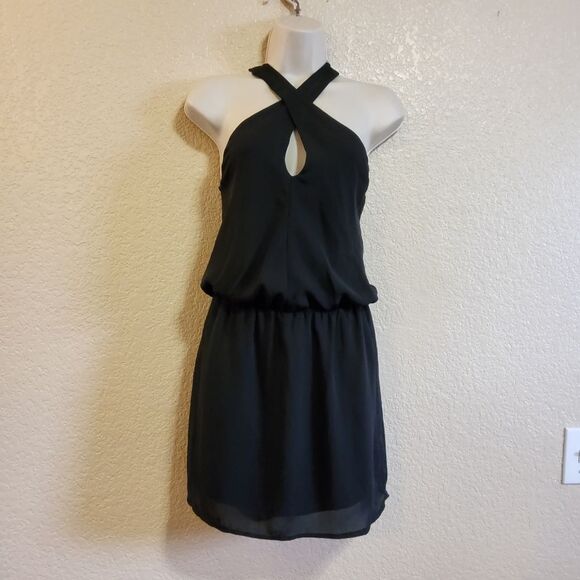 KRISA Black Slip Mini Halter Dress XS Black - Picture 6 of 7